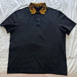 VERSACE Men's Baroque Logo Polo-Black - Size XL (Fits Large)